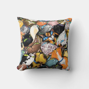 Coussin Maison de chat - Cuddling Colorful Cats Hugs - Pei