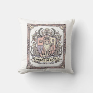 Coussin Maison de chats Armoiries de chat Blason Vintage