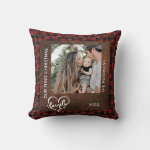Coussin Maison de ferme rustique en cuir et carreaux de No