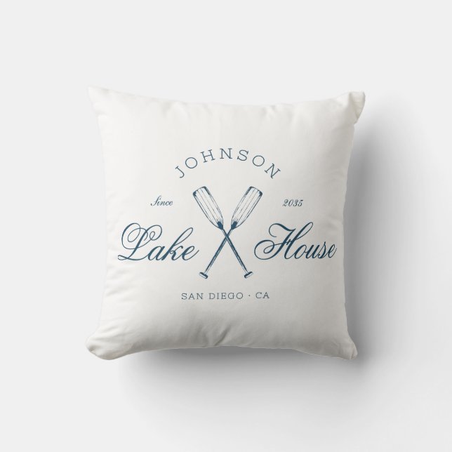 Coussin Maison de lac rustique moderne Rames Bleu marine c (Recto)