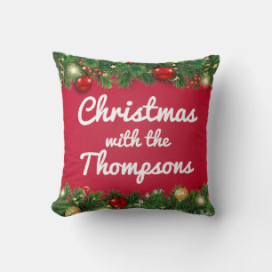 Coussin Maison de Noël de la famille Rouge