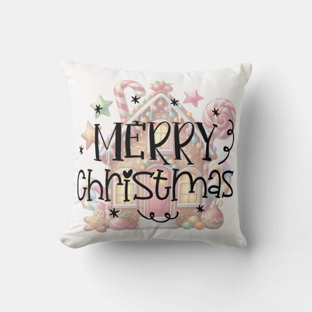 Coussin Maison de pain d'épices Noël (Recto)