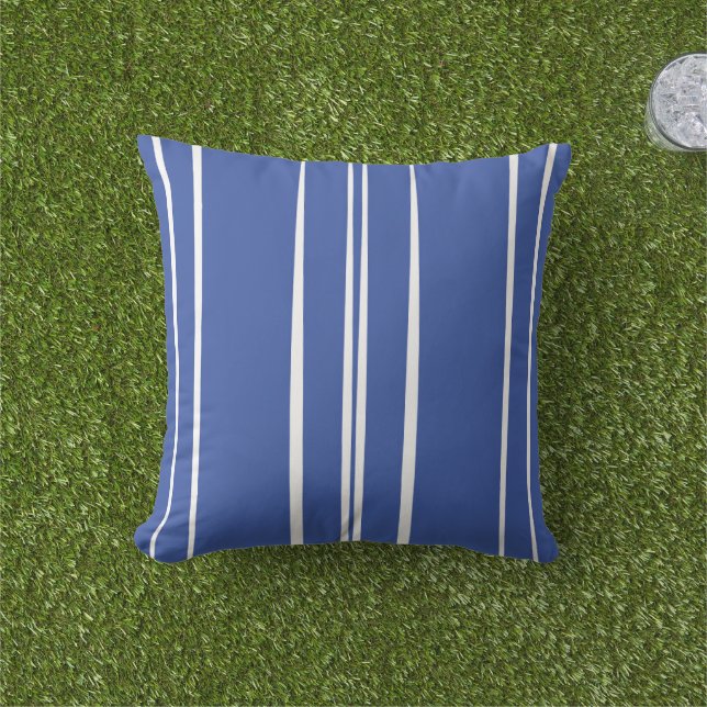 Coussin Maison de plage à rayures bleues (Herbe)