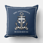 Coussin Maison de plage bateau nautique ancre nom de famil (Recto)