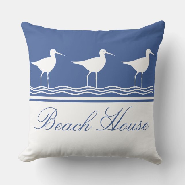 Coussin Maison de plage bleu Bécassiers  (Recto)