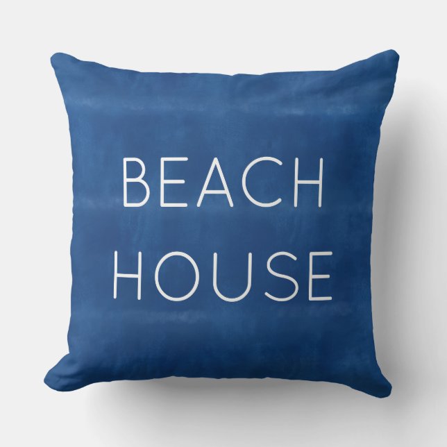 Coussin Maison de plage bleue (Recto)