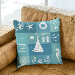 Coussin Maison de plage Bleue Nautique