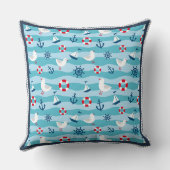 Coussin Maison de plage côtière découpée motif marin bleu (Verso)