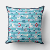 Coussin Maison de plage côtière découpée motif marin bleu (Recto)