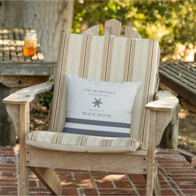 Coussin Maison de plage familiale étoile de mer bleu clair (Chaise)