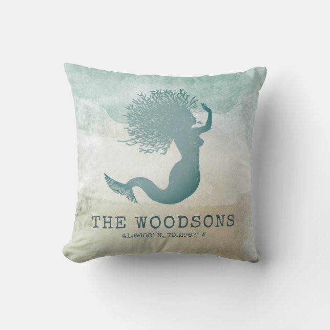 Coussin Maison de plage Nom de famille Coordonnée personna (Recto)