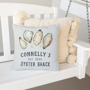 Coussin Maison de plage personnalisée Shack d'huîtres