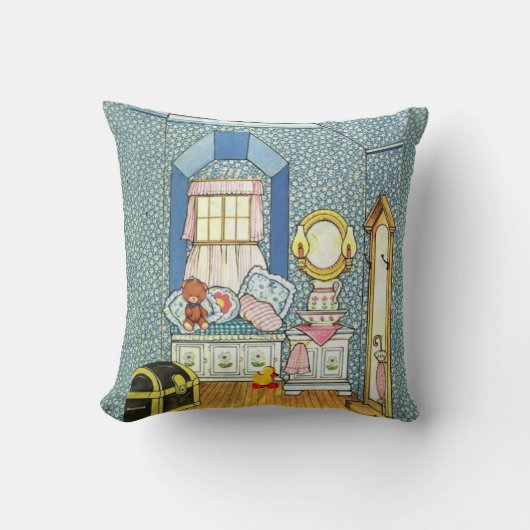 Coussin Maison de poupée à carreaux vintage (Recto)