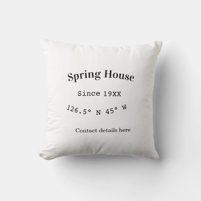 Coussin Maison de printemps etc. Date année coordonnées pe (Recto)