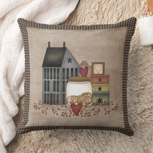 Coussin Maison de Saltbox Gris - Pays Primitif (Couverture)