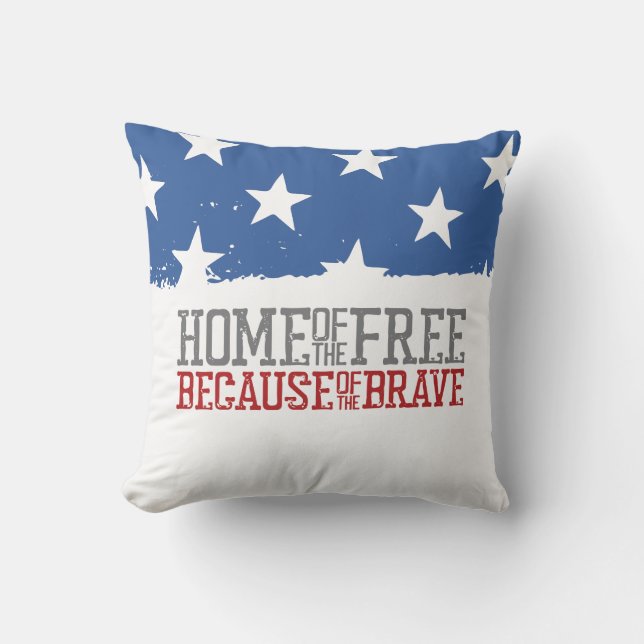Coussin Maison des libres grâce aux braves drapeau américa (Recto)