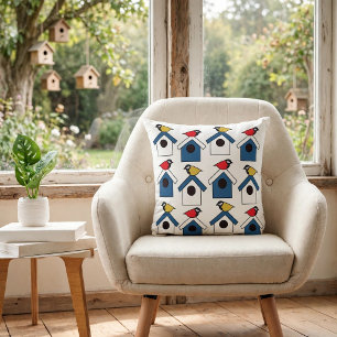 Coussin Maison d'oiseaux Maison d'oiseaux Colorés Oiseaux