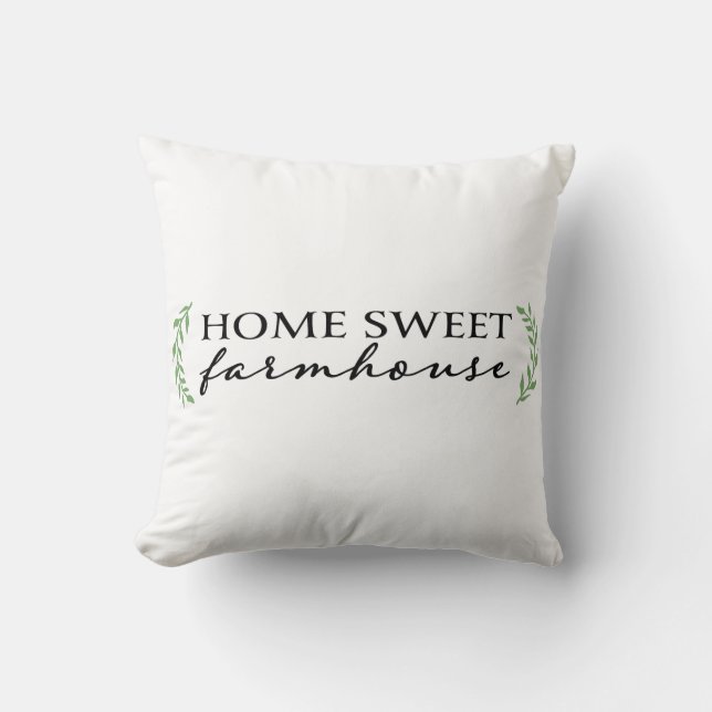 Coussin Maison Douce Ferme Verte Feuilles Botaniques (Recto)