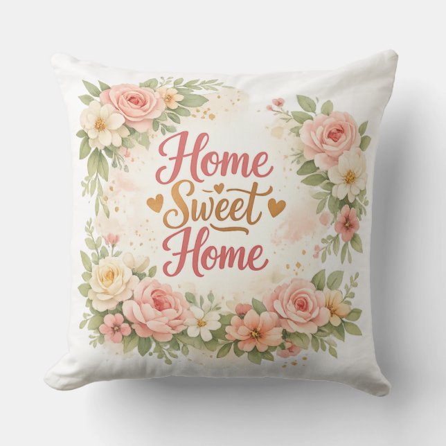Coussin Maison Douce Maison Florale Élégante (Recto)