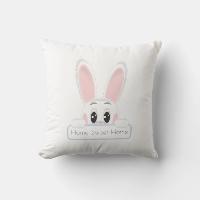 Coussin Maison Douce Maison Lapin Blanc (Recto)