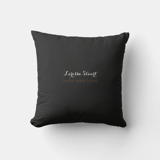 Coussin maison douce maison simple et personnalisée noir (Recto)