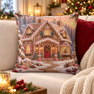 Coussin Maison en pain d'épices cosy Noël merveilleux