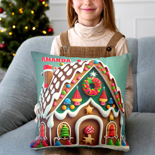 Coussin Maison en pain d'épices Noël Enfants personnalisés