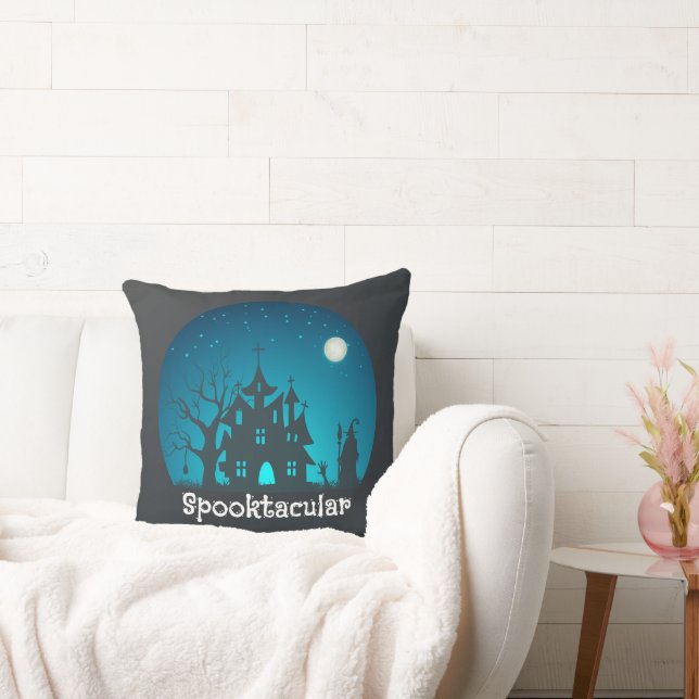 Coussin Maison hantée bleue et noire Spooktacular (Canapé)