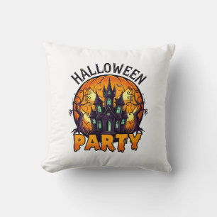 Coussin Maison hantée de fête d'Halloween Citrouille Chauv