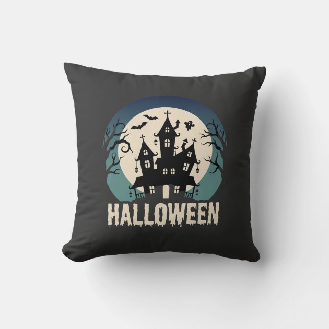 Coussin Maison Hantée de la Lune Vector Halloween (Recto)