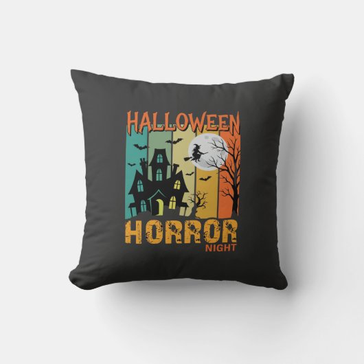 Coussin Maison hantée de la nuit d'horreur d'Halloween Vec (Recto)