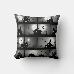 Coussin Maison Hantée de nuit éffrayante Halloween Motif T