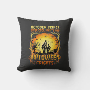 Coussin Maison hantée de terreurs d'Halloween Pleine lune