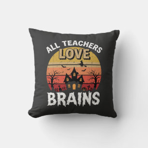 Coussin Maison Hantée des cerveaux de prof Halloween