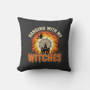 Coussin Maison Hantée d'Halloween avec mes Sorcières