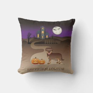Coussin Maison hantée d'Halloween Red Et Tan Rottweiler