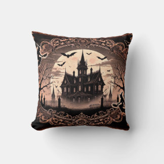 Coussin Maison hantée d'horreur vintage épouvantable Hallo