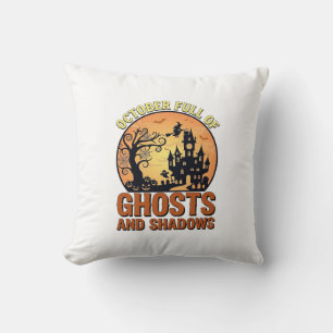 Coussin Maison Hantée Fantômes Ombres Pleine Octobre Sorci