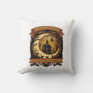 Coussin Maison hantée Halloween Amour Croissant Lune Noir