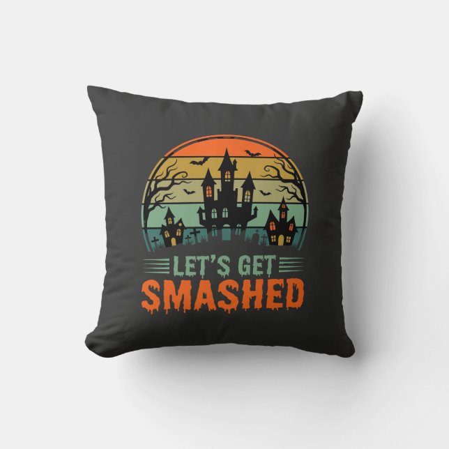 Coussin Maison Hantée Halloween Cassons Tout Rétro (Recto)