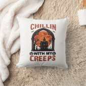 Coussin Maison hantée Halloween Chillin Creeps Lune Orange (Couverture)