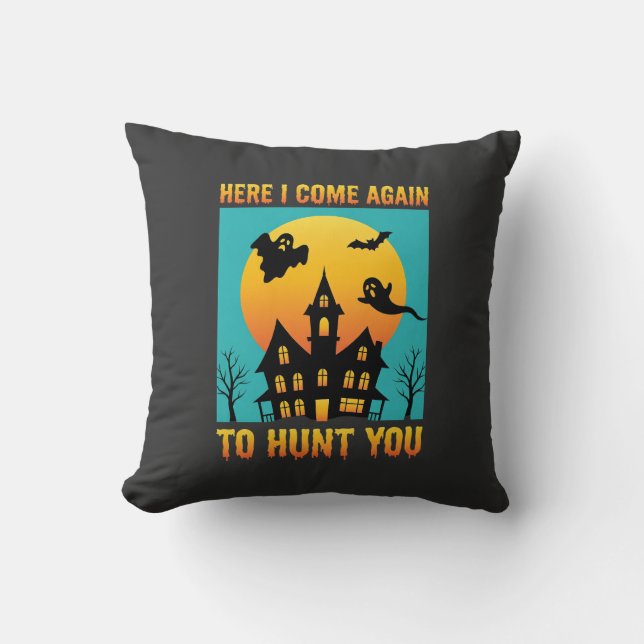Coussin Maison Hantée Halloween En Compagnie De Mes Sorciè (Recto)