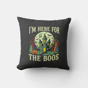 Coussin Maison Hantée Halloween et Citrouilles Fantômes