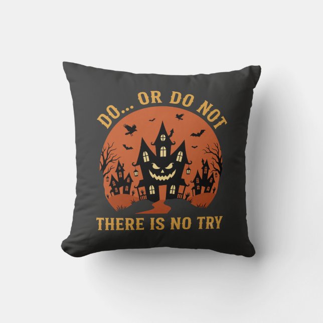 Coussin Maison Hantée Halloween Fais ou Ne Fais Pas (Recto)