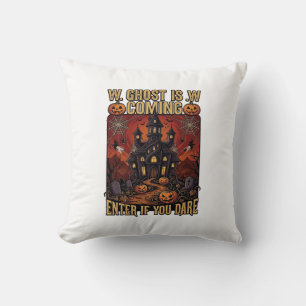 Coussin Maison hantée Halloween Fantôme arrive Citrouilles