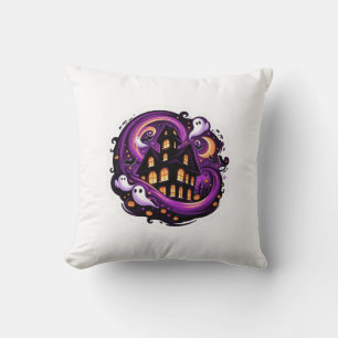 Coussin Maison hantée Halloween Fantômes, Citrouilles et c