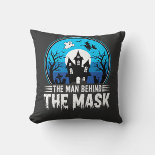 Coussin Maison Hantée Halloween Homme Derrière le Masque