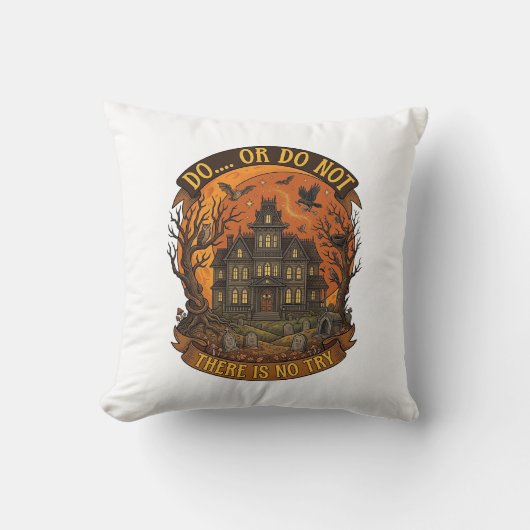 Coussin Maison Hantée Ne Pas Essayer Halloween (Recto)
