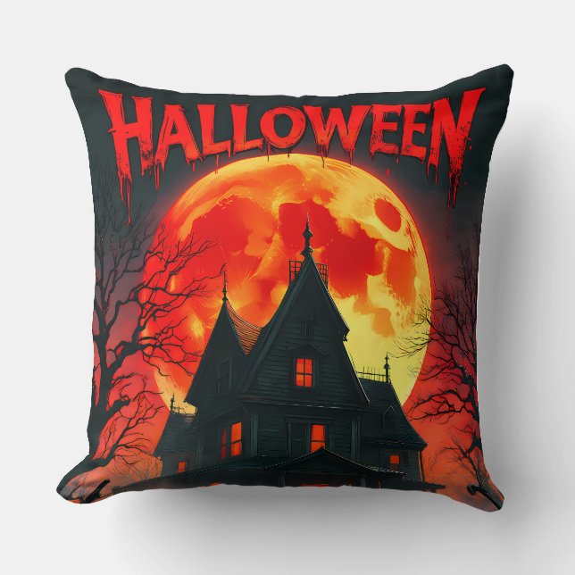 Coussin Maison hantée pleine lune (Recto)