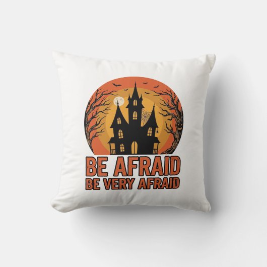 Coussin Maison hantée Sois effrayé Design Halloween vintag (Recto)
